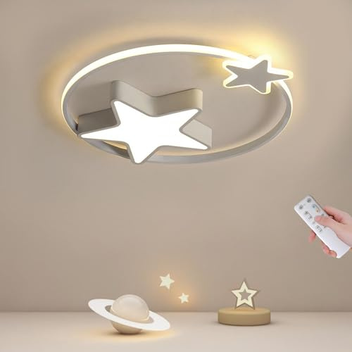 LXJCSM Lampara Techo LED, 36W Lampara Techo Infantil, 55CM Lampara Techo Dormitorio con Regulable Control Remoto, Plafon LED Techo Estrellas Creativa para Dormitorio, Cuarto de los Niños y Salón