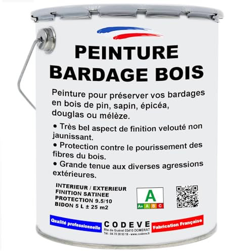 Peinture Bardage Bois - Codeve Bois/Ral 7016 - Gris Anthracite - 5 L - Intérieur/extérieur - Pour La Protection De Votre Bardage En Pin, Sapin, épicéa Ou Mélèze.