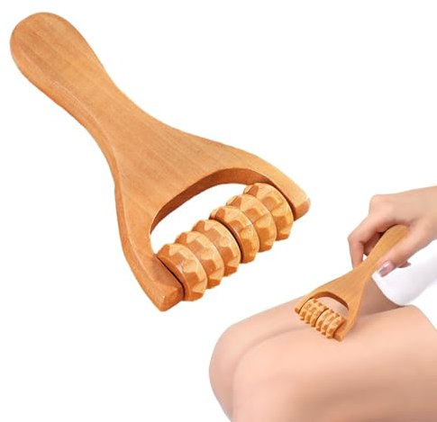 Massageroller Holz,Massageroller Holz,Multifunktionaler Massagerolle aus Holz mit Griff,Angenehmes Gefühl,Geeignet für Rücken, Nacken, Bein und Handmassage, Lindert Muskelverspannungen