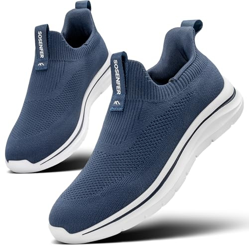 Sosenfer Slip on Baskets Hommes Chaussures Respirantes sans Lacets Chaussures de Sport Confortables Chaussures de Sport Casual légères Gym Chaussures de Marche pour hommes-SHLAN-42
