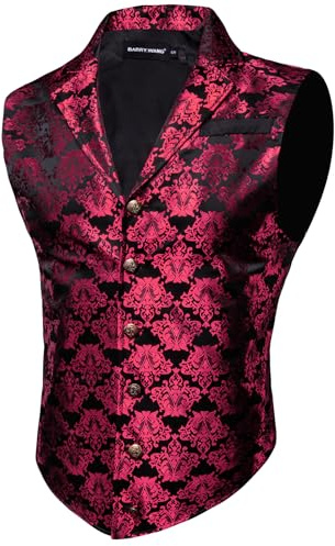 Barry.Wang Chaleco victoriano para hombre, estilo steampunk, gótico, cachemira, cuello a medida, chaleco para fiesta temática de Halloween
