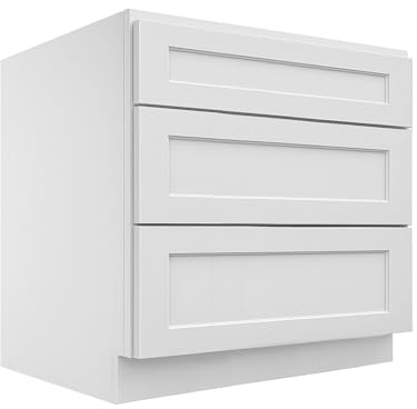 Lieeres Kitchen Base Cabinets, Base Cabinet with Drawers, RTA Cabinet, Unassembled, Shaker Style, Full Overlay for Kitchen, Laundry Room and More (White, 30 W X 34.5 H X 24 D)