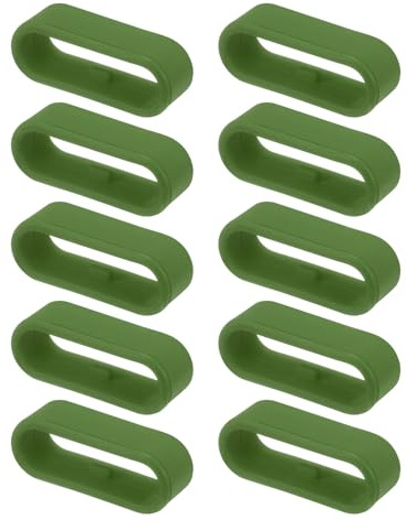 QUARKZMAN 10pz Anelli per Cinturino per Cinturino in Silicone Verde Militar | per Cinturino da 20mm, Anelli Fissaggio Ricambio in Silicone, Supporto per Orologio in Silicone