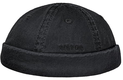 WEROR Dockercap Herren – Fischermütze Seemannsmütze Docker Cap Dockermütze - Mütze aus Baumwolle - Strickmütze – WEROR-440.1 (Einheitsgröße, Schwarz)