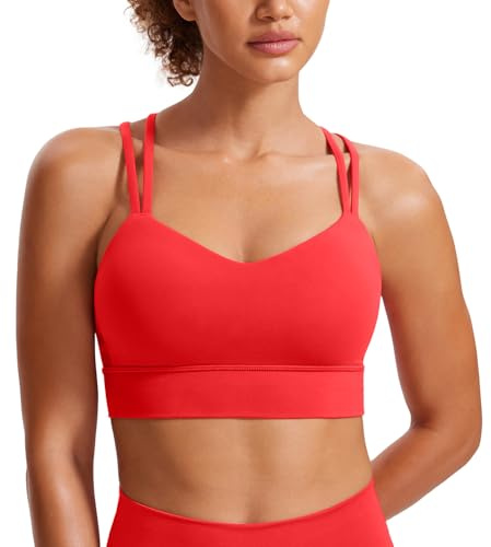 CRZ YOGA Mujer Butterluxe Palangre Sujetador Deportivo Criss Cruz Moldeado Taza Yoga Cultivo Tanque Cima Rojo Profundo S