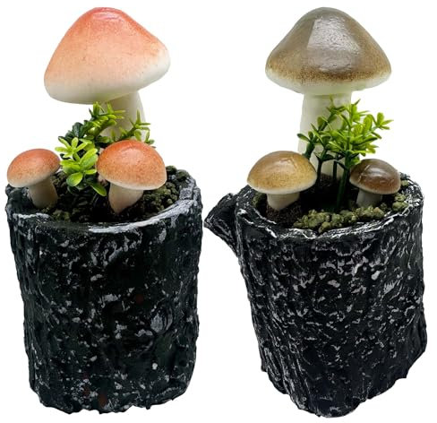 Woohome Seta Falsa en Maceta, 2 Pz Planta Artificial en Maceta, Cogumelos Artificiais em Vaso, Planta en Seta Maceta Falsa para Decoración del Hogar Decoración de Mesa de Escritorio de Interior