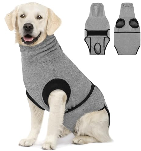 CITÉTOILE Hundbody efter oper, kropp hund efter kastration hund hane, anti-sårläckage kostym hund, andningsaktiv sårskyddsdräkt hund katt, E-halsband alternativ för husdjur, grå, M
