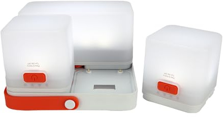 Luminaid Trio lykta och telefonladdare modulära LED-ljusenheter trådgrindklämmor och magnetiska fästpunkter 2 kuber LED-lampor 24 timmar max körtid 1 Rect Cuboid LED-enhet 200 max lumen 80 timmars