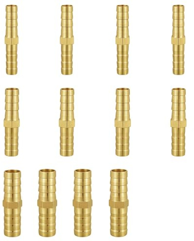 12 Pcs Brass Barb Hose Fittings 6mm 8mm 10mm Hose Connector, Straight Connector Coupler for Fuel Line/Air Line/Water Pipe, Industrial Barbed Hose Connectors