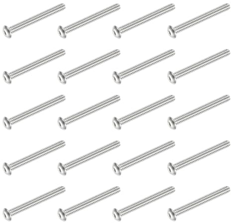 PATIKIL Viti A Testa Bombata Con Innesto Esagonale, 20 Pezzi #6-32 UNC x 1-1/4 Pollice 304 Acciaio Inossidabile Innesto Esagonale Viti Filettatura Completa Per Mobili Dell'Acqua, Argento