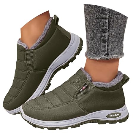 Stivali Donna Inverno, Stivaletti da Neve con Pelo Interno Caldo Antiscivolo, Scarponcini Slip On Comfortevoli e Pratici, Sneakers da Neve Ideali per Uscite, Passeggiate e Tempo Libero Inverno