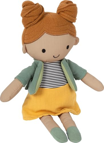 Small Foot Muñeco de Tela Leo, Peluche de 39 cm con Peto, diseñado con cariño, para bebés y niños pequeños, 12779