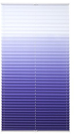 JalousieCrew Klemmfix Plissee mit Farbverlauf Farbe blau - Breite 45 bis 100 cm, Länge 130 cm - Klemm - Rollo ohne zu Bohren (90 x 130 cm)