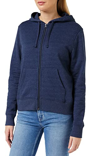 Amazon Essentials Full-zip Hoodie, Felpa Donna, Blu (navy heather), Large