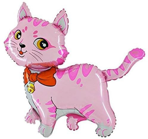 Ballonim® Ballon en aluminium chat rose environ 80 cm Décoration de fête d'anniversaire