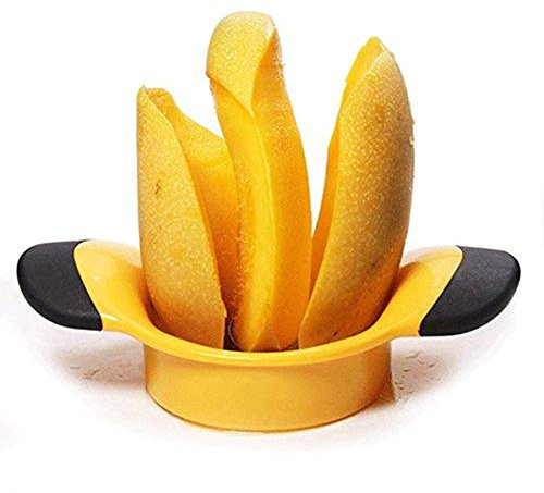 EPRHY Mango Slicer, Peeler, Cutter, Splitter, Pit Remover, Non Slip Handles, Stainless Steel Blade, ABS, Yellow, Rubber