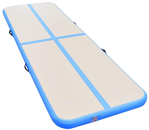 vidaXL Uppblåsbar gymnastikmatta med pump 400x100x10 cm PVC blå