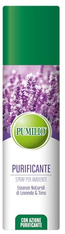 Pumilio Spray Purificante 200ml, Deodorante Ambiente con Oli Essenziali, Profumatore per Ambienti con Lavanda e Timo, Profumo Purificante ùe Rilassante