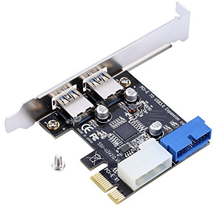 Carte PCI Express, Adaptateur de Carte PCI-E vers USB3.0 2 Ports 19PIN USB 3.0 avec Interface 19PIN Avant