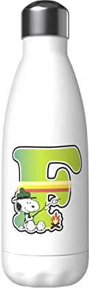CYPBRANDS Snoopy Wasserflasche aus Edelstahl, luftdicht, Mehrfarbig, 550 ml, Weiß, offizielles Lizenzprodukt