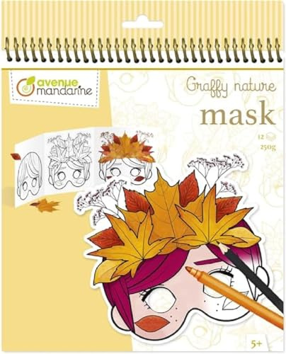 MY MANDARINE GY151C - Carnet de Coloriage Graffy nature trio - 12 Masques prédécoupés x 3 modèles - À partir de 5 ans - MASK
