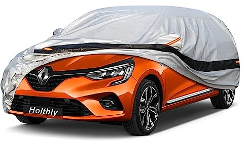 Telo Copriauto da Esterno, Holthly 10 Strati, Copri Auto Felpato 100% Impermeabile, Copertura Antipolvere Antigraffio, per Fiat Panda,Toyota Yaris,Renault Clio,VW Polo.