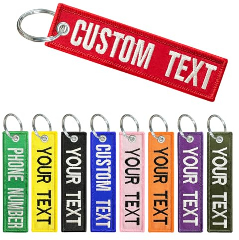 WQNMY Llavero Personalizado de Doble Cara Bordado, Etiqueta y Accesorios para Motociclismo - Regalos para Hombres y Mujeres