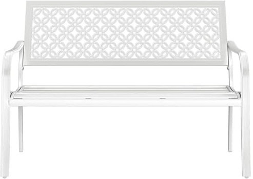 Grand patio - Panchina da giardino, panchina per esterni con 2-3 posti, resistente alla ruggine, motivo stampato, disponibile in vari colori, adatta per interni, esterni, patio, parco (moderna, bianca