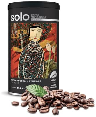 SOLO - Caffè Monorigine Vietnam, Café en Grano Tostado, 250 g, 100% Robusta Natural