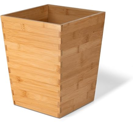 OSCO Pattumiera quadrata in bambù, altezza 28 cm, larghezza 22 cm, cestino per la carta, contenitore per la raccolta differenziata, ufficio, casa, bagno