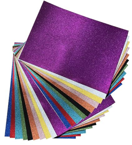 20 Blatt Glitzerpapier zum Basteln 10 Farben A4 Bunt Glitzer Papie Grußkarten Scrapbooking 250g/m² Glitterkarton zum Basteln und Gestalten