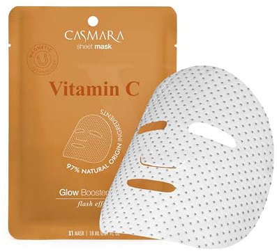 CASMARA - Mascarilla Facial Vitamina C Antioxidante Glow Booster con Niacinamida Vitamina B3, Mascarilla con Ingredientes de Origen Natural, Face Mask Revitalizante, Todo Tipo de Piel, Mascara facial