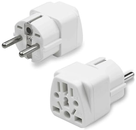 SUNNIFLY 2 Pcs Adaptateur Prise Anglaise, World to Europe Plug Adapter, Adaptateur Prise Anglaise vers France, USA, Japan, Australia to Europe Universal Plug Adapter