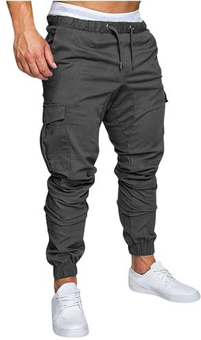 Generisch Herren Hose Cargohose Gutscheine Fashion Sommerhose Baumwolle Cargo Hosen Outlet Junge Jogginghosen 2025 Kletterhose Weiße Leinenhose Lang Loungehose Prime Dunkelgrau L