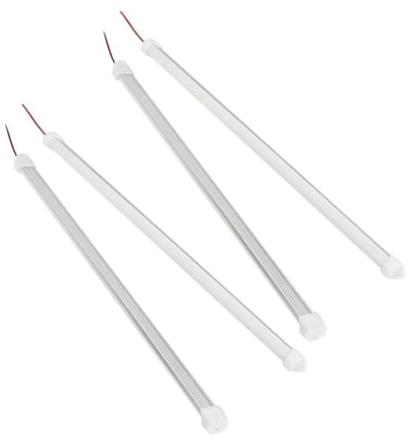 TEHAUX Barra luminosa a LED 12 V 6 W impermeabile per campeggio e veicoli Set di 4 luci per interni/esterni, tubi luminosi solidi, 35 cm, bianco e diffusore