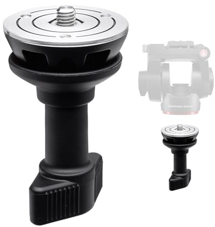 Manfrotto Adattatore Mezza Sfera 60 mm per Usare Testa a Base Piatta 60 Mm con Treppiede Video, Maniglia Corta, Riprese a Livello Suolo