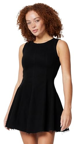 Amazon Essentials Mujer Vestido Corto de Mezclilla Ajustado y Acampanado