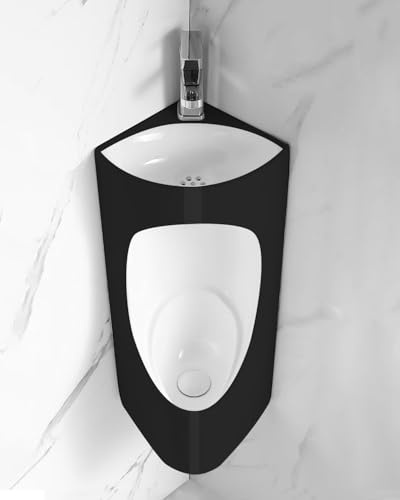 Orinal de esquina montado en la pared con lavabo, inodoro de cerámica para baño de hombres, ideal para garaje o sótano, fácil de limpiar