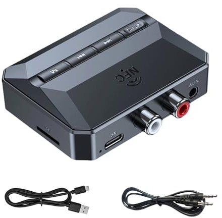 Receptor Bluetooth 5.3 HiFi, con Salida Jack AUX 3.5 mm/RCA | Adaptador Bluetooth Audio, Conexión Dual para Estéreo, Altavoces, Amplificadores, Música Inalámbrica