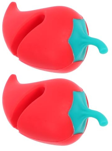 KAILIKETIY Sollevatore per Coperchi Set da 2 Pezzi in Silicone a Forma di Peperone Rosso Portacoperchi Anti-traboccamento Rilascio Vapore, Accessorio Cucina per Pentole