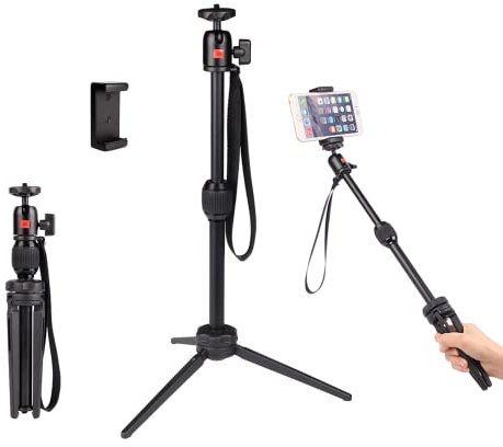 POLAM-FOTO 40CM Lightweight Mini Tripod, Flexible Phone Tripod with Phone Holder and Ball Head, Suitable for Smartphones, Cameras, and Mini Projectors