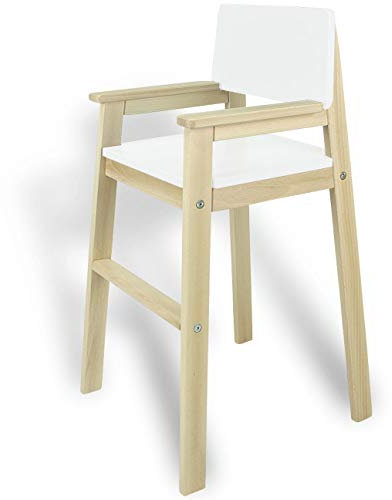Kinderstuhl Hochstuhl Massivholz Buche & Weiss. Modernes Design. Treppenhochstuhl Buche für Esstisch, Kinderhochstuhl für Kinder, stabil & pflegeleicht viele Farben möglich