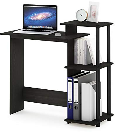 Furinno EFFICIENT Desk, Gaming Desk, with 3 Open Side Shelves, Laptop Notebook Computer Desk,Office Desk for Home Office, Study Room, Dorm, Dark Espresso