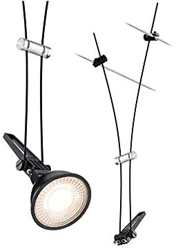 Paulmann 94489 CorDuo Seilsytem Einzelspot Comet DC 12V max. 50 Watt erweiterbar Schwarz matt Metall GU5,3 Drahtseilsystem ohne Leuchtmittel