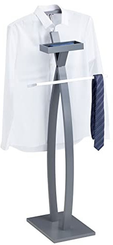 IDIMEX Herrendiener Robin, schöner Kleiderständer mit Hosenbügel, praktischer Kleiderbutler mit Schmuckablage, moderner Damendiener in grau
