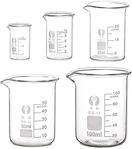 Messbecher Becherglas 100ml 50ml 25ml 10ml 5ml Messbecher Glas Borosilikatglas Becher für Labor
