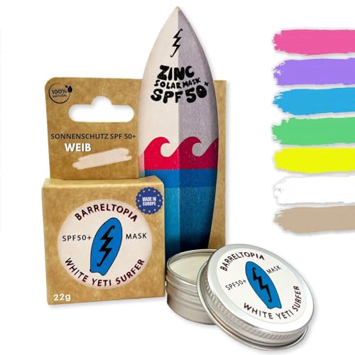 Barreltopia Gesichts-Sonnencreme LSF 50 Bio – totaler Schutz für Kinder und Erwachsene – Sonnenstick Skincare Sunscreen – Sonnencreme 50 + Sun – Surf Pro Set – wasserfest für Gesicht und Lippen (weiß)