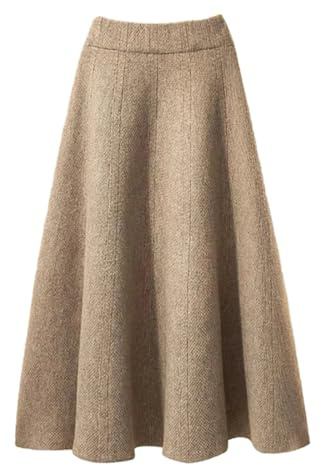 OLEETS Falda De Punto De Mujer - Falda De Punto Plisada De Color Sólido De 40-95Kg De Talla Grande, Falda Vintage Elástica De Cintura Alta, Corte En A, Ropa De Calle Cálida Larga Elegante para I