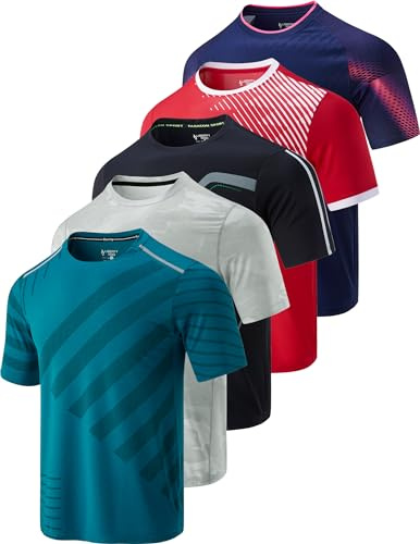 Liberty Imports Camisetas Atléticas de Manga Corta con Cuello Redondo Camiseta Hombre (Pack de 5)