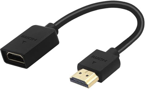 LEENUE HDMI Extension Cable, 4K 18cm High Speed Male to Female Cable, Short HDMI Extender, Supports 4K@60Hz, 3D, UHD, 2160p, Compatible with Fire TV Stick, HDTV, Monitor, 1 Pack